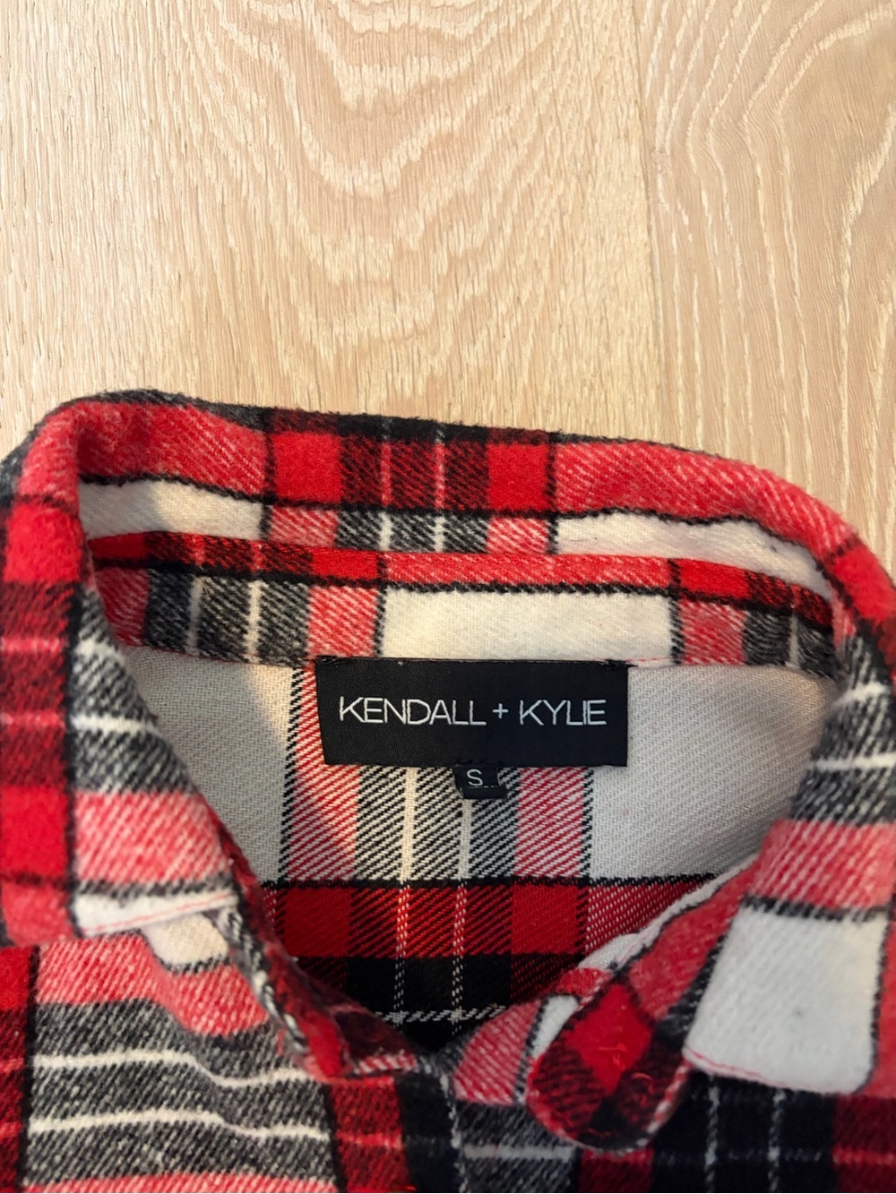 Kendall & Kylie Red, Black & White Plaid Button-Down Shirt